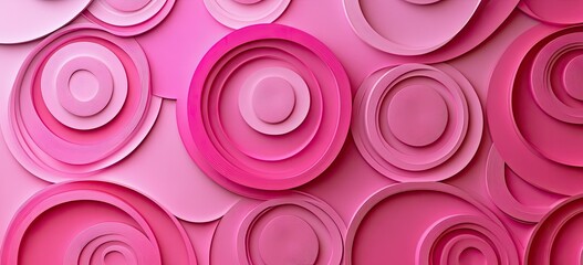 Abstract layered circles in shades of pink