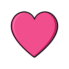 Pink Heart Icon for Romance and Love