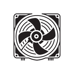 Computer Fan Silhouette Vector - Black and White Minimal Design