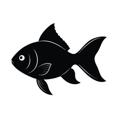 a black silhouette of a goldfish bird on vector art illustration