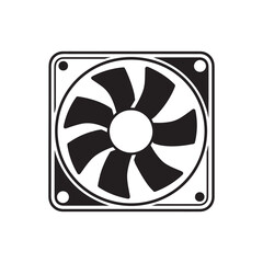 Computer Fan Silhouette Vector - Black and White Minimal Design
