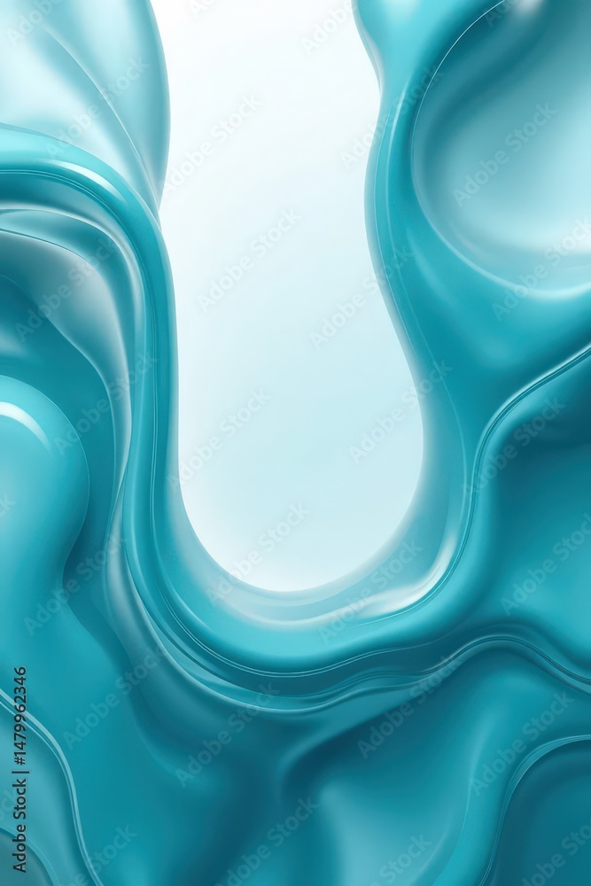 Aufkleber fluid turquoise waves create a tranquil backdrop for creative expression in an abstract setting