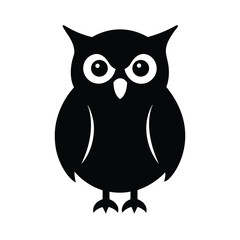 a black silhouette of a owl bird on vector art illustration