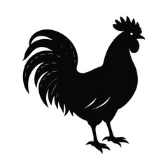 a black silhouette of a rooster bird on vector art illustration