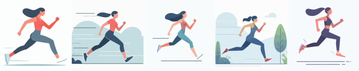 woman character vector running