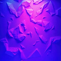 Intricate folded textures illuminated by vibrant purple light create a captivating abstract backdrop in a creative space