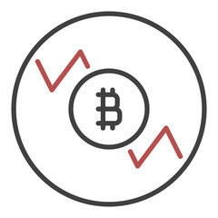 Obraz premium Bitcoin Short Position vector Trading outline round icon or symbol