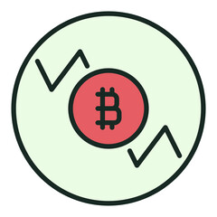 Fototapeta premium Bitcoin Short Trading vector round colored icon or design element
