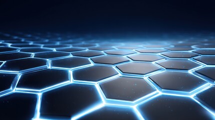 Naklejka premium Abstract Hexagon Pattern: Futuristic Blue Glowing Network