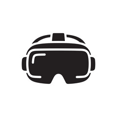 Virtual Reality Headset Icon silhouette Black and White Vector
