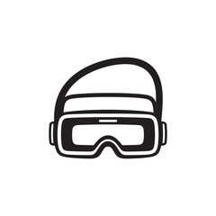 Virtual Reality Headset Icon silhouette Black and White Vector