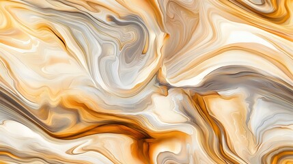 Obraz premium Abstract design with flowing, marbled patterns in gold, beige, and gray tones.