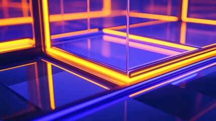 Obraz premium Neon-lit glass structures create vibrant, abstract composition