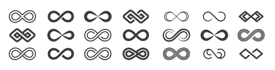 Infinity icon set. Infinity symbol collection. Vector illustration.