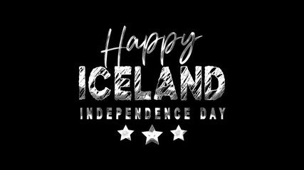 Happy Iceland Independence Day text animation suitable for social media posts, website banners, event invitations, and patriotic celebrations.