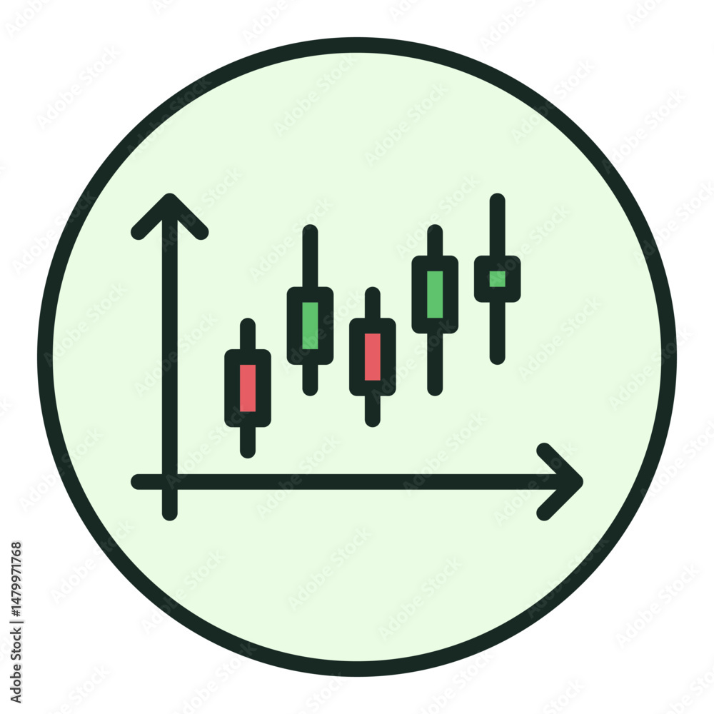 Poster crypto trading graph vector colored round icon or design element