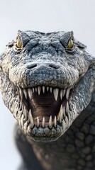 Obraz premium Close-up view of a menacing crocodile's head.