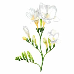 Obraz premium Watercolor white crocuses on a white background