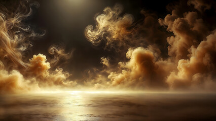 The last light of the world, cloud background and golden light.