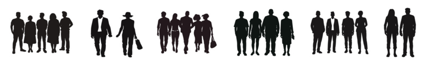  Set of General Adult People Silhouette, vector on isolated white background.