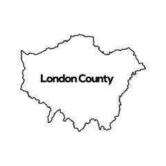Greater London vector silhouette map isolated on white background template. London map of main town in United Kingdom and in England county