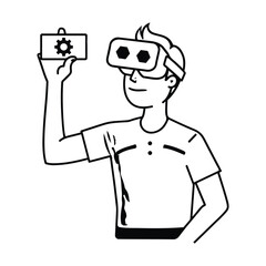 Man With VR Glasses vector
