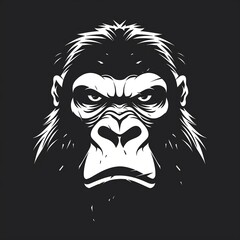 Obraz premium A minimalist illustration of a gorilla's face, depicted in simple shapes and lines, with a direct gaze that engages the viewer.