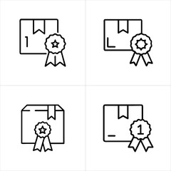 Package with Award Ribbon Trusted Product icon set