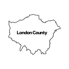 Greater London vector silhouette map isolated on white background template. London map of main town in United Kingdom and in England county