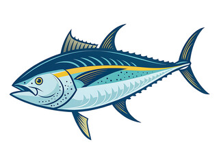 Naklejka premium yellow vector design of a natural Tuna in full color logo type vector image.