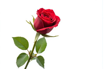 Naklejka premium single red rose on a white background