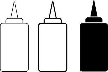 glue icon set. nozzle symbolizing adhesive crafting tools. Box sealing tape, paper masking tape symbol
