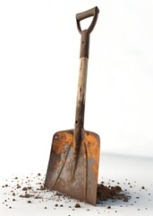 Rusty Vintage Shovel Isolated on White Background