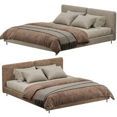 Obraz premium Two beds with pillows and blankets