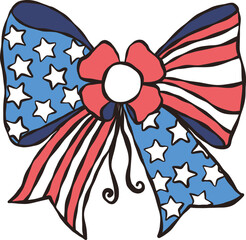 America flag Bow PNG, Trendy Shirt Design, Coquette Design Pattern, Independence Day bow.