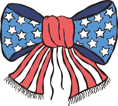 America flag Bow PNG, Trendy Shirt Design, Coquette Design Pattern, Independence Day bow.