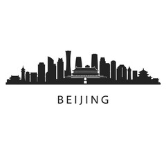 Naklejka premium Beijing Skyline Vector with China, Cityscape, and Landmark.