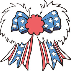 America flag Bow PNG, Trendy Shirt Design, Coquette Design Pattern, Independence Day bow.