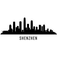 Naklejka premium Shenzhen Skyline Black Vector Silhouette.