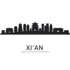 Obraz premium Xian Skyline China city silhouette.