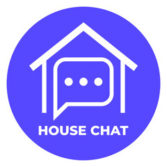 house chat logo design, line icon 