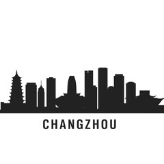 Fototapeta premium Changzhou China Skyline Silhouette Vector Icon.