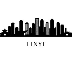Obraz premium Linyi China Skyline with Cityscape, and Silhouette.
