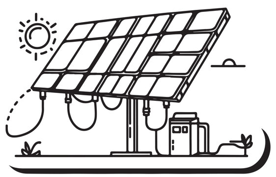 black and white solar panel generating energy clip art preview
