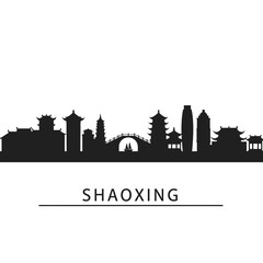 Fototapeta premium Shaoxing Skyline with China Black Silhouette.