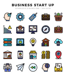 Set of Business Start Up Icons Lineal Color icons collection.