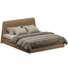 Obraz premium A bed with a brown comforter and pillows