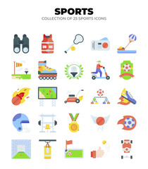 Collection of 25 Sport Icons.  Flat Design