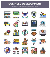 Collection of 25 Business Development Icons: Boost Your Business Growth