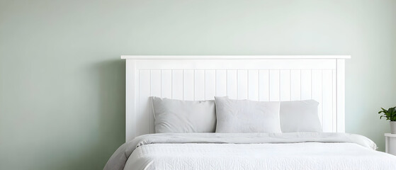 Empty White Bedroom With Light Green Walls
